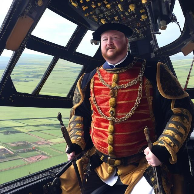 Prompt: Henry VIII in helicopter 