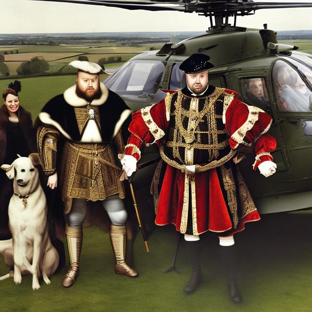 Prompt: Henry VIII in helicopter 