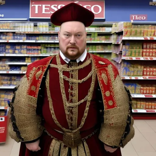 Prompt: Tesco shop Henry VIII 