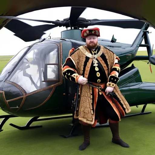Prompt: Henry VIII in helicopter 