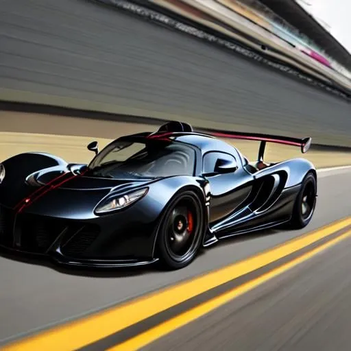 Prompt: Hennessey Venom GT, Marvel Venom design, hypercar, 2016, fast, cool, expensive, supercharged, 270 MPH