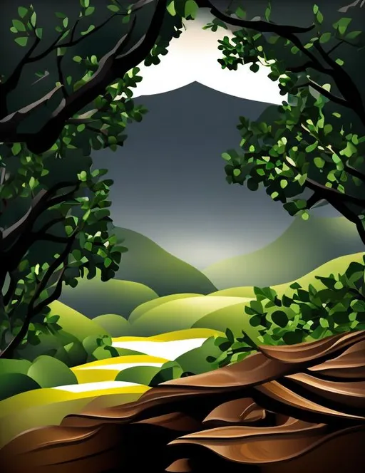 Prompt: backdrop, background, branches of nature and trees