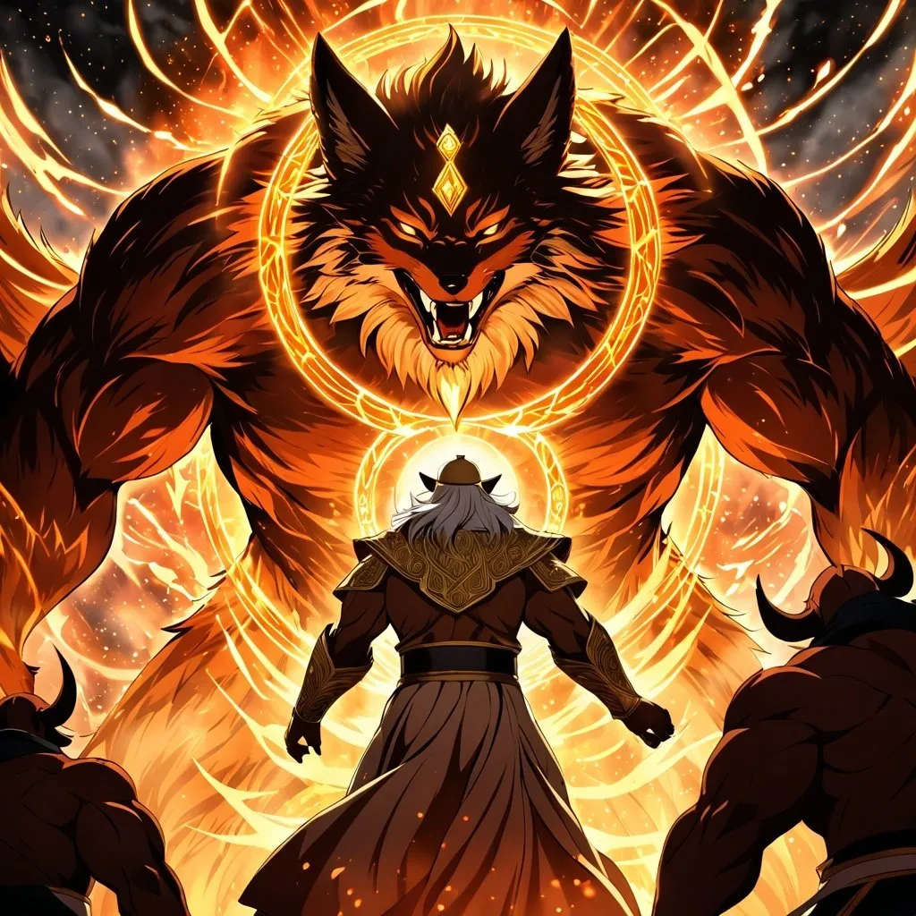 Prompt: Anime artwork of a wise and holy fenic fox beast-man priest cleric, battling demons from hell, intense and focused gaze, detailed robes with intricate patterns, radiant holy aura, dramatic lighting, highres, ultra-detailed, anime, fantasy, intense battle, holy, detailed robes, dramatic lighting, radiant aura, demons, intense gaze