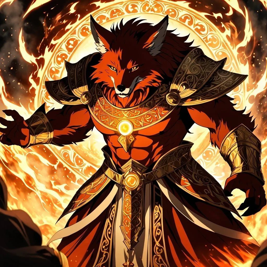 Prompt: Anime artwork of a wise and holy fenic fox beast-man priest cleric, battling demons from hell, intense and focused gaze, detailed robes with intricate patterns, radiant holy aura, dramatic lighting, highres, ultra-detailed, anime, fantasy, intense battle, holy, detailed robes, dramatic lighting, radiant aura, demons, intense gaze