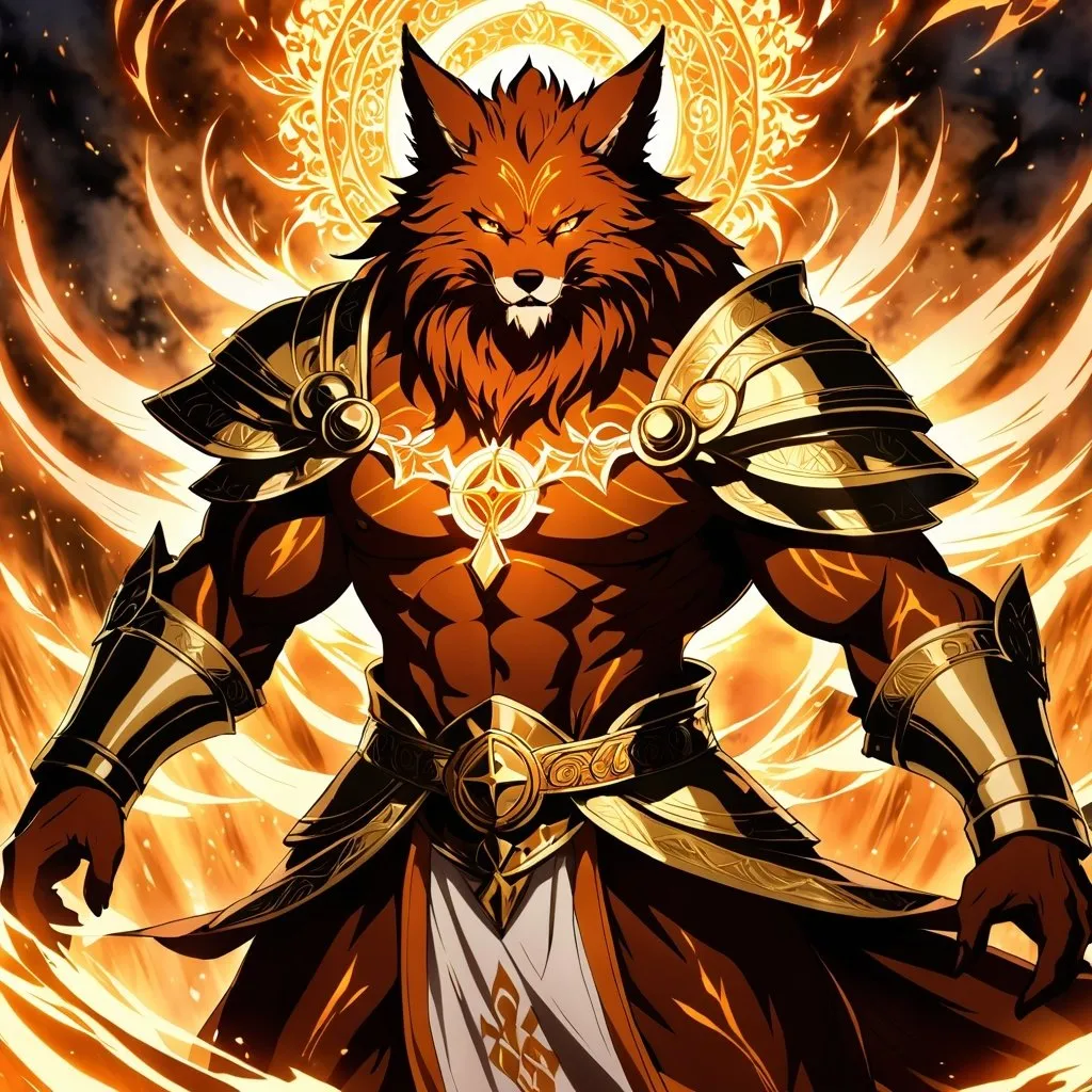 Prompt: Anime artwork of a wise and holy fenic fox beast-man priest cleric, battling demons from hell, intense and focused gaze, detailed robes with intricate patterns, radiant holy aura, dramatic lighting, highres, ultra-detailed, anime, fantasy, intense battle, holy, detailed robes, dramatic lighting, radiant aura, demons, intense gaze