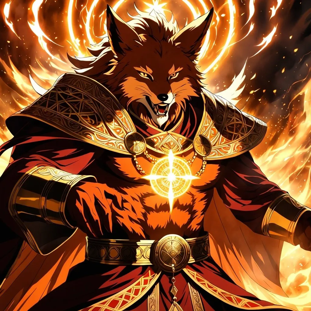 Prompt: Anime artwork of a wise and holy fenic fox beast-man priest cleric, battling demons from hell, intense and focused gaze, detailed robes with intricate patterns, radiant holy aura, dramatic lighting, highres, ultra-detailed, anime, fantasy, intense battle, holy, detailed robes, dramatic lighting, radiant aura, demons, intense gaze