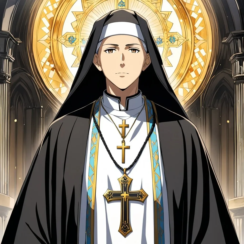 Prompt: a priest cleric wise and holy. anime art