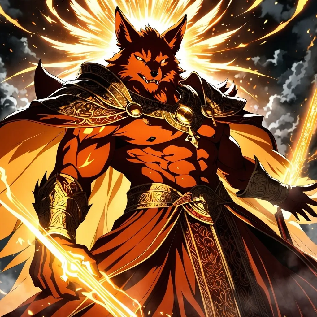 Prompt: Anime artwork of a wise and holy fenic fox beast-man priest cleric, battling demons from hell, intense and focused gaze, detailed robes with intricate patterns, radiant holy aura, dramatic lighting, highres, ultra-detailed, anime, fantasy, intense battle, holy, detailed robes, dramatic lighting, radiant aura, demons, intense gaze