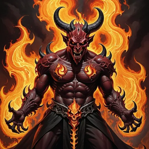 Prompt: evil flames tranforms into devils