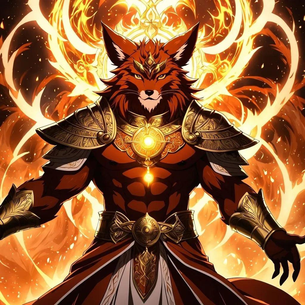 Prompt: Anime artwork of a wise and holy fenic fox beast-man priest cleric, battling demons from hell, intense and focused gaze, detailed robes with intricate patterns, radiant holy aura, dramatic lighting, highres, ultra-detailed, anime, fantasy, intense battle, holy, detailed robes, dramatic lighting, radiant aura, demons, intense gaze