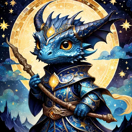 Prompt: an adorable chibi dragonborn wizard, dark starry night, gorgeous eyes, stained glass, fantasy illustration, textured with large visible brush strokes, detailed scales, hypermaximalism, astral patterns, star lit sky, masterpiece, breathtaking intricate details, in the style of Andreas Lie, van Gogh, Hokusai, Luke Gram, Albert Robida, Victo Ngai