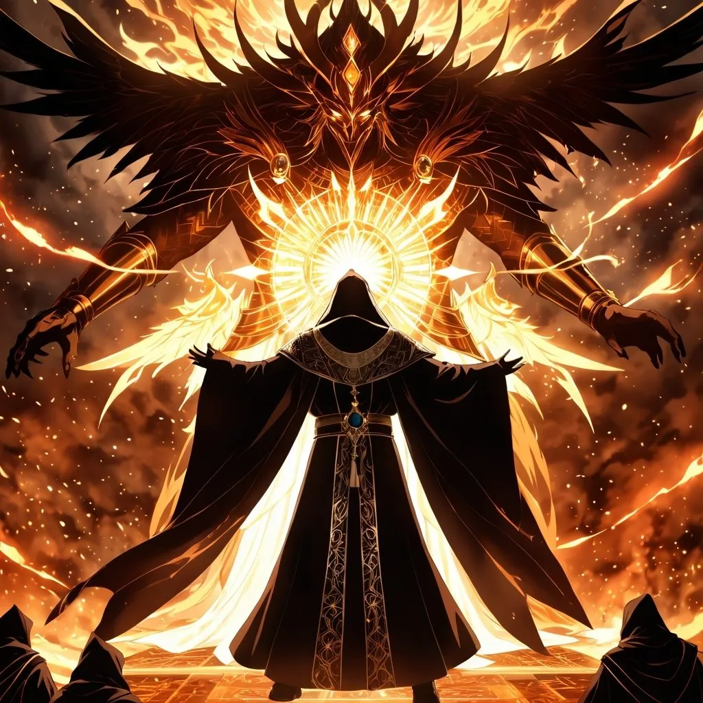 Prompt: Anime artwork of a wise and holy priest cleric, battling demons from hell, intense and focused gaze, detailed robes with intricate patterns, radiant holy aura, dramatic lighting, highres, ultra-detailed, anime, fantasy, intense battle, holy, detailed robes, dramatic lighting, radiant aura, demons, intense gaze