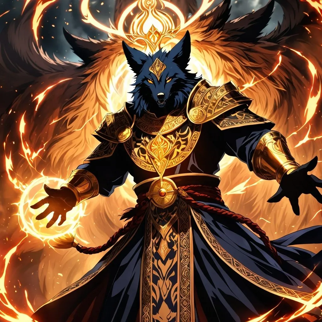 Prompt: Anime artwork of a wise and holy fenic fox beast-man priest cleric, battling demons from hell, intense and focused gaze, detailed robes with intricate patterns, radiant holy aura, dramatic lighting, highres, ultra-detailed, anime, fantasy, intense battle, holy, detailed robes, dramatic lighting, radiant aura, demons, intense gaze