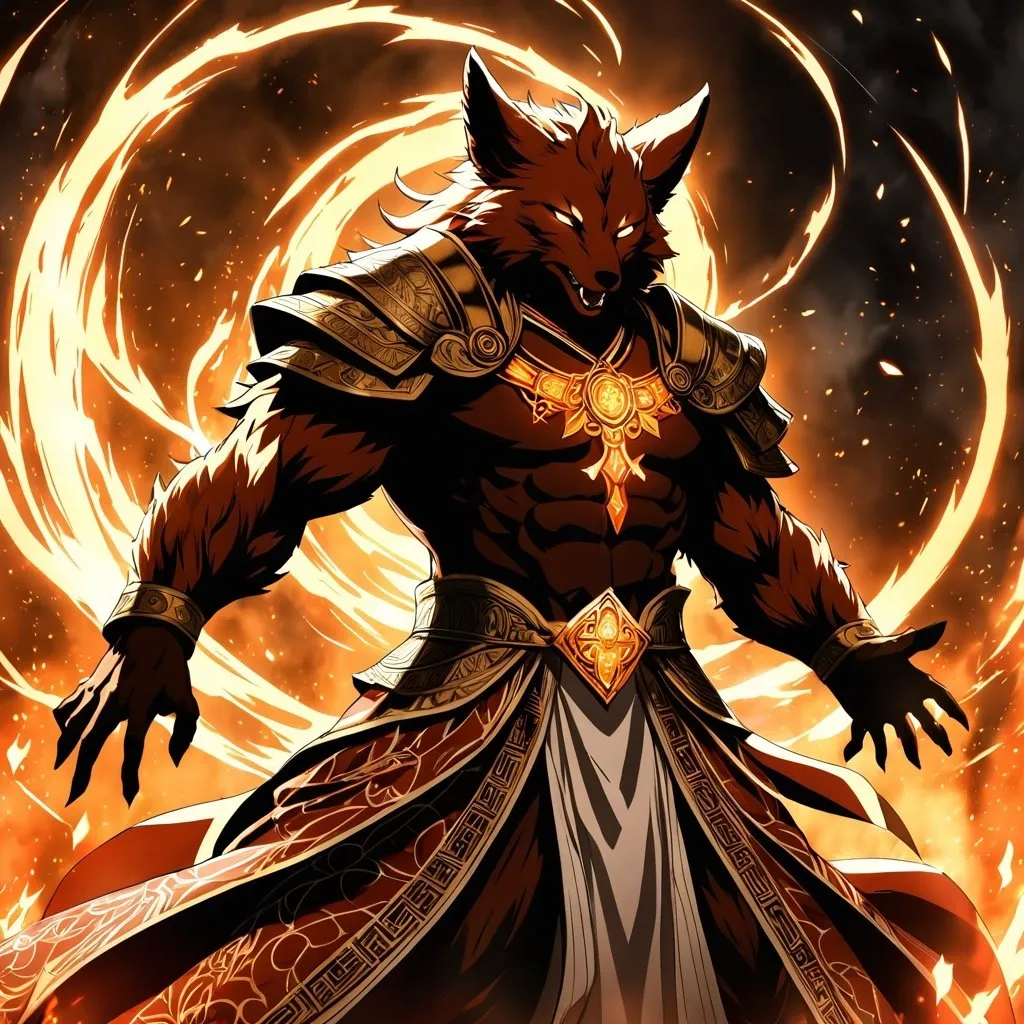 Prompt: Anime artwork of a wise and holy fenic fox beast-man priest cleric, battling demons from hell, intense and focused gaze, detailed robes with intricate patterns, radiant holy aura, dramatic lighting, highres, ultra-detailed, anime, fantasy, intense battle, holy, detailed robes, dramatic lighting, radiant aura, demons, intense gaze