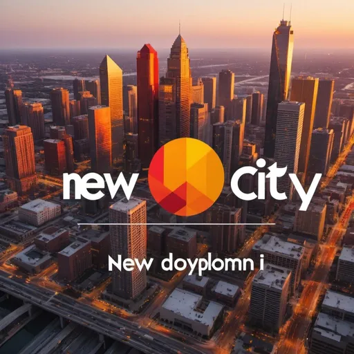 Prompt: logo using yellow, orange, and red colors, with the company name New City Development, Inc