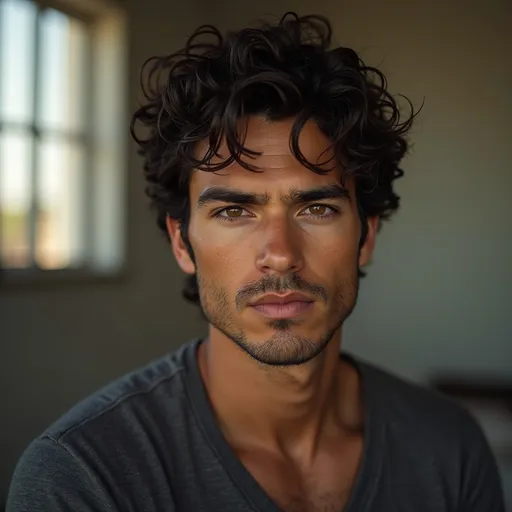 Prompt: Make me a character that looks like paul walker, bellamy blake a 23-year-old Brazilian guy a little bit on the tanner side and light eyes