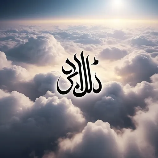Prompt: Allah in Arabic word, realistic, Ultra 4K, heaven above the clouds