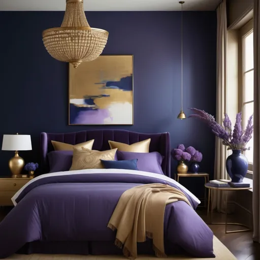 Prompt: Colors: Calming tones like deep blues, purples, and soft golds for a serene and spiritual atmospher