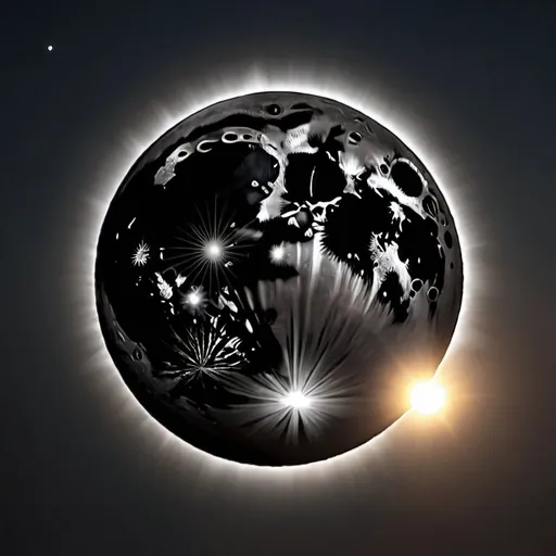 Prompt: Black moon shining ubove the sun
