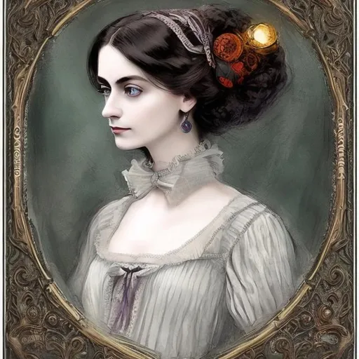 Prompt: portrait of a beautiful victorian woman (dark acadameia core). (fantasy)