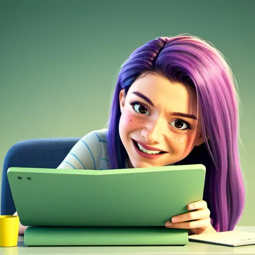 Prompt: A modern, minimalist flat-style digital illustration of an anthropomorphic girl character, sitting at a small, cluttered desk. The girl has tired, slightly exaggerated eyes, messy fur, and wears a simple, wrinkled office shirt. The scene uses a pastel color palette, with a strong focus on warm pinks, yellows, and muted blues. The background is simple, almost abstract, evoking the feeling of a mundane office setting. The illustration has a hand-drawn, slightly textured look, with rough, organic lines giving it a cozy but ironic vibe.