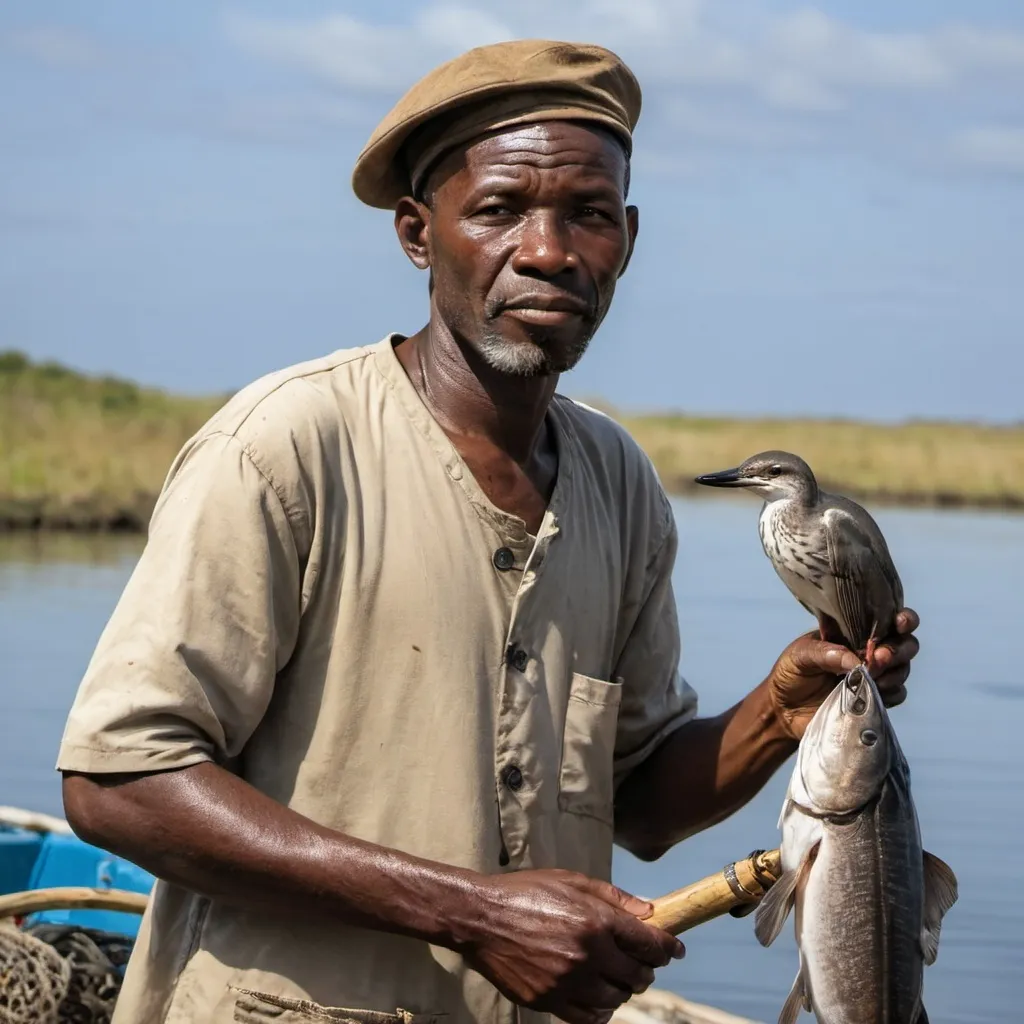 Prompt: The African fisher man