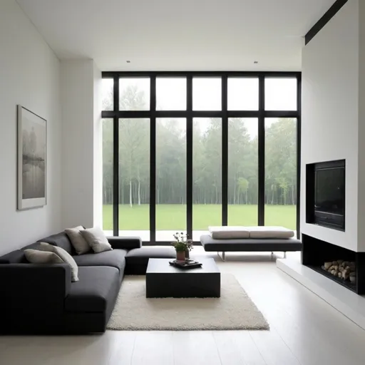 Prompt: Minimalis modern design  LIVING ROOM with Window


