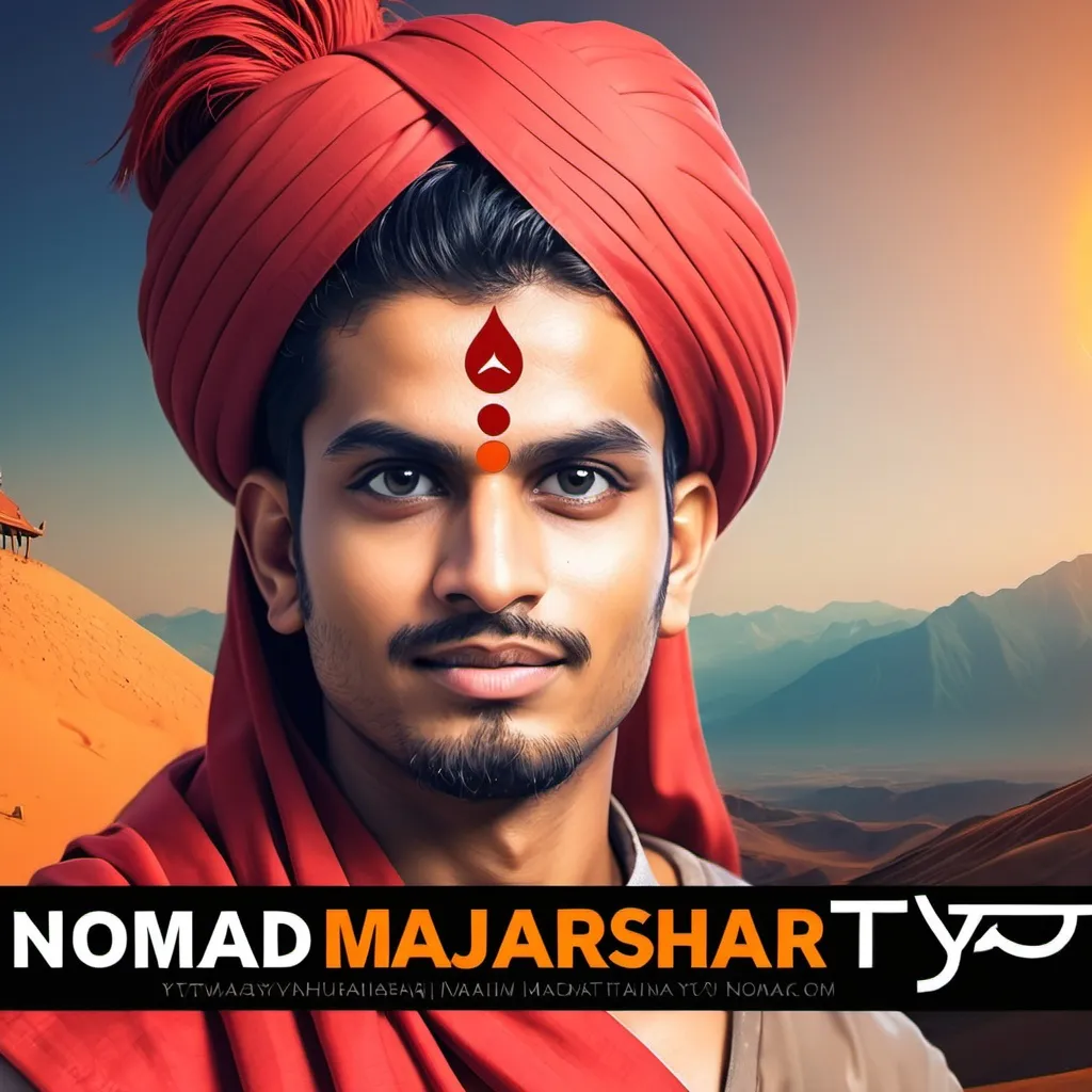 Prompt: make a banner for yt channel name nomad maharaj 