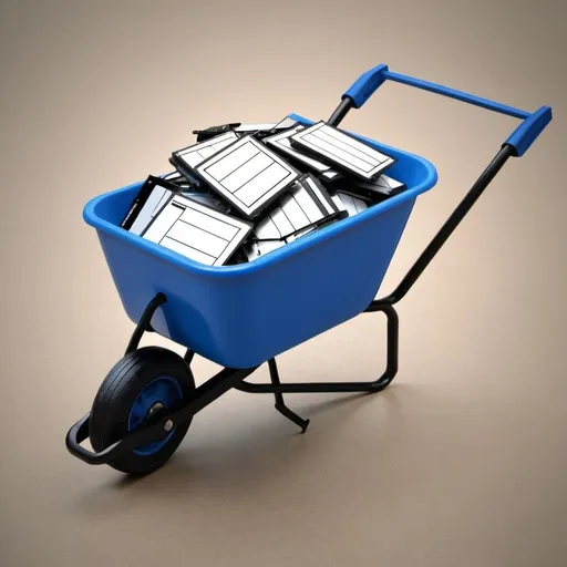 Prompt: wheelbarrow full of diskette