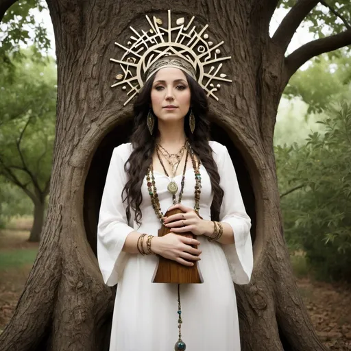 Prompt: Songstress Priestess Jewish Tree 
