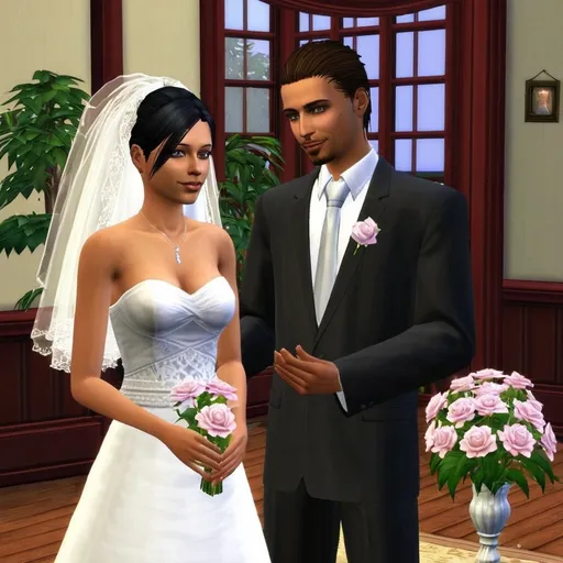 Prompt: sims getting married in the sims 2