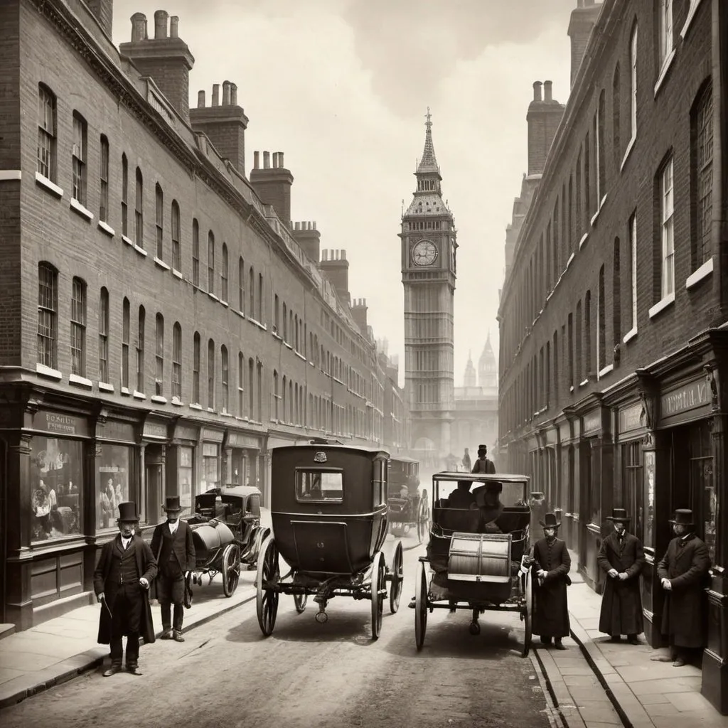 Prompt: streets of London in the Victorian times