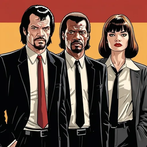 Prompt: Pulp Fiction actors drawn as a comic book