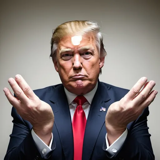 Prompt: Donald trump with large hands