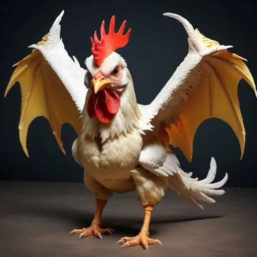 Prompt: create a picture of a chicken as a Dragon