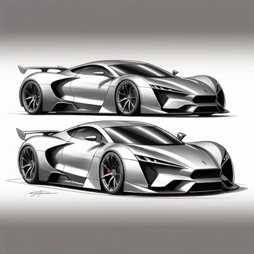 Prompt: Supercar sketch with big aerodynamic spoiler 