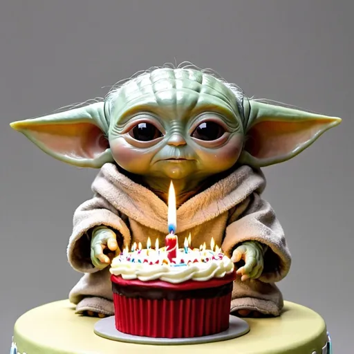 Prompt: Baby Yoda Happy Birthday