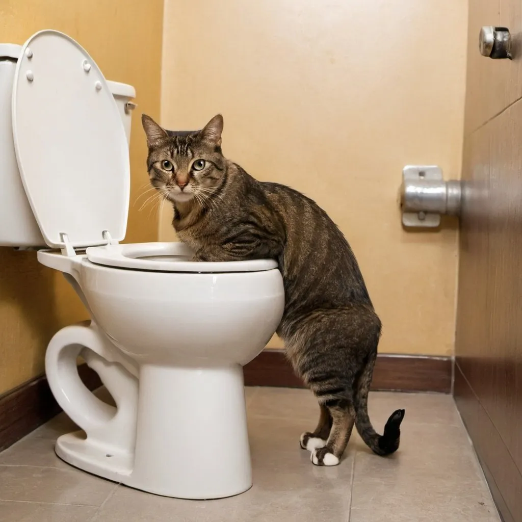 Prompt: a cat seating on a toilet