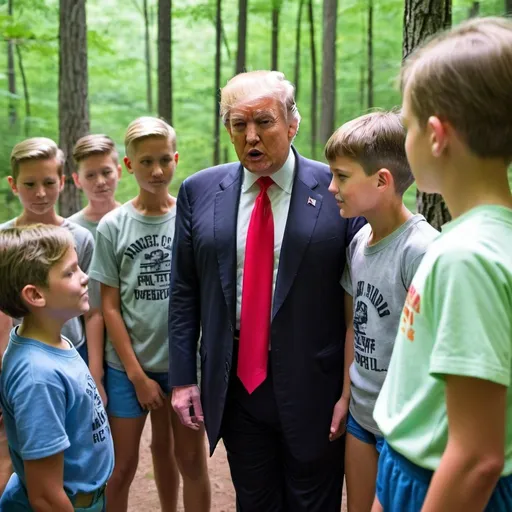 Prompt: Donald Trump at summer camp
