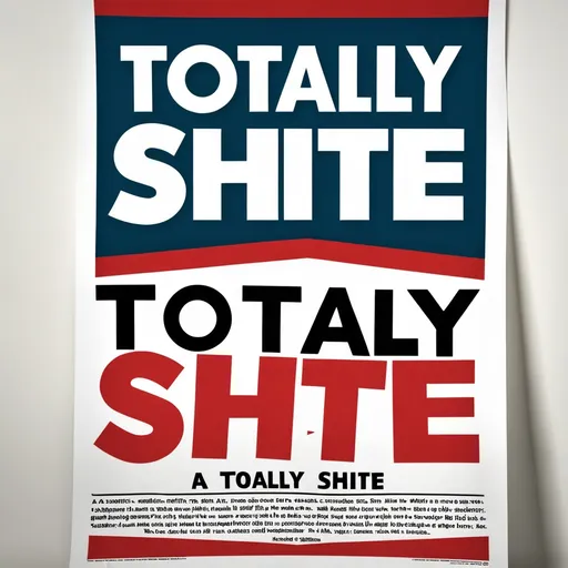 Prompt: a poster that says "
Totally shite"