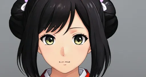 Prompt: anime girl with : she has big, bright eyes, a deep dark color that contrasts with her light skin and her jet black hair, which falls in soft waves to her shoulders. His expression is friendly and curious, with a gentle smile lighting up his face.
This girl wears traditional Japanese kimono