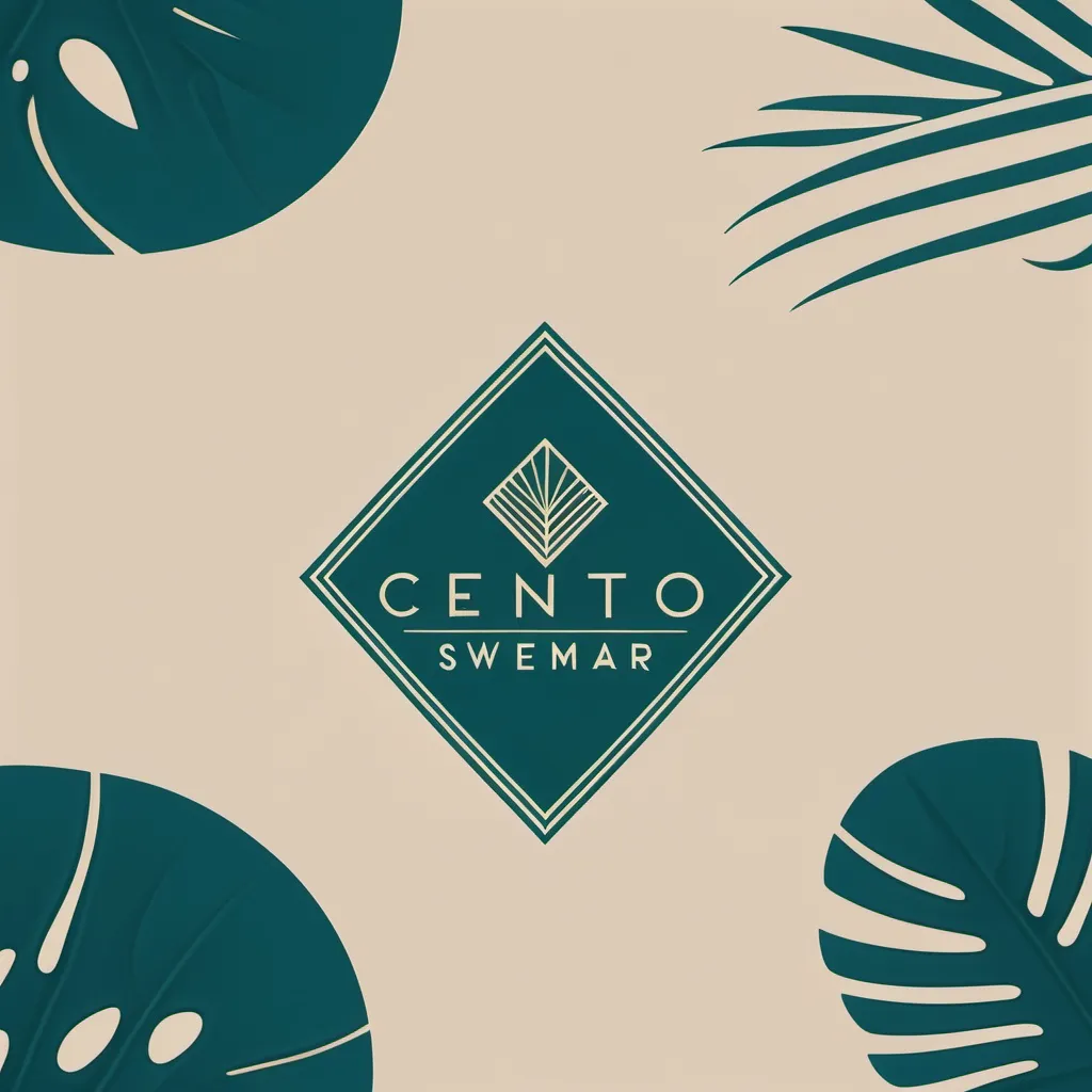 Prompt: "Crea un logo para una marca de trajes de baño de lujo llamada 'Cenote Swimwear'. El diseño debe reflejar un estilo eco-chic, inspirado en cenotes y la cultura maya, con líneas geométricas elegantes, colores como azul profundo, verde jade y arena, y un toque minimalista de lujo. Usa tipografía moderna con curvas suaves."