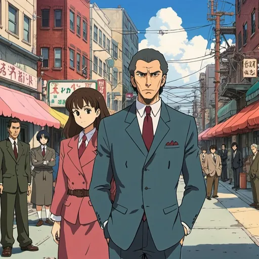 Prompt: Philly mafia anime film set in the 90s in the style of studio ghibli 