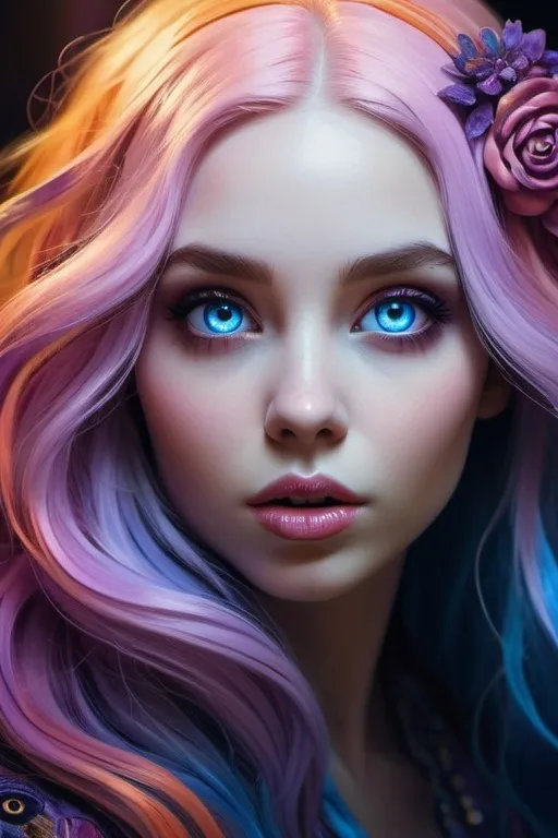 Captivating Bust Portrait of a Girl with Expressive Eyes and Velvety Hair