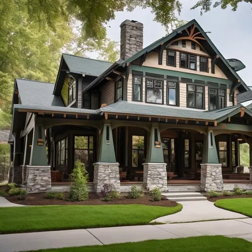 Prompt: American Craftsman style house