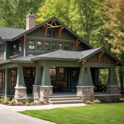 Prompt: American Craftsman style house