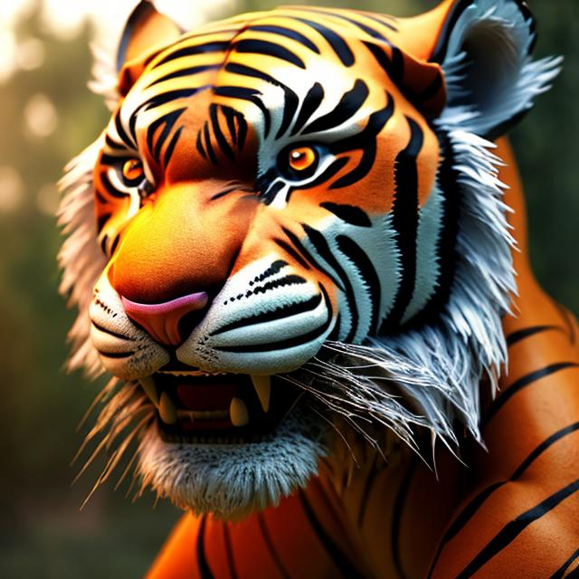 Prompt: Photo realistic Anthropomorphic humanoid Tigers 4k