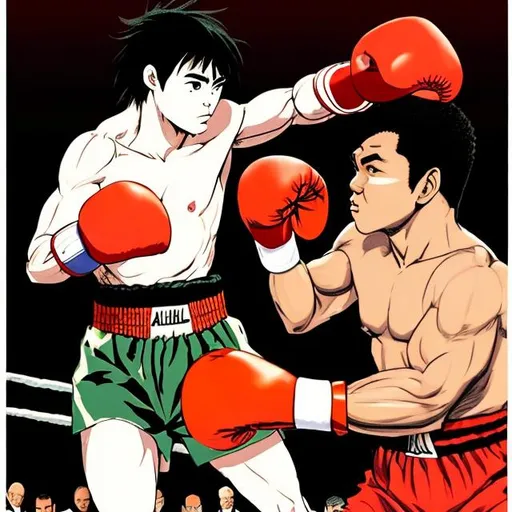 Prompt: Inuyasha boxing Muhammad Ali 