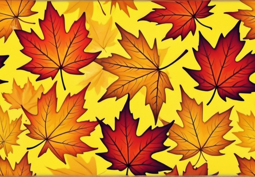 Prompt: Maple leaves with yellow back ground in a patte image 