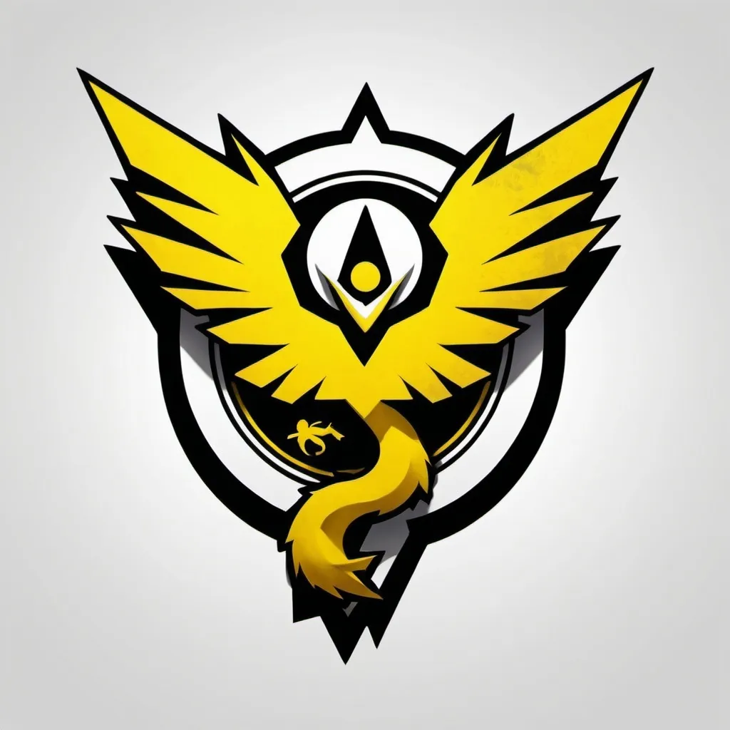 Prompt: Cool pokemon go logo with team instinct 
